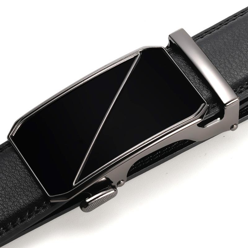 Belt Men's Alloy New Automatic Buckle Cowhide Pants Belt Business Casual Trend Middle Aged and Young Belt Men