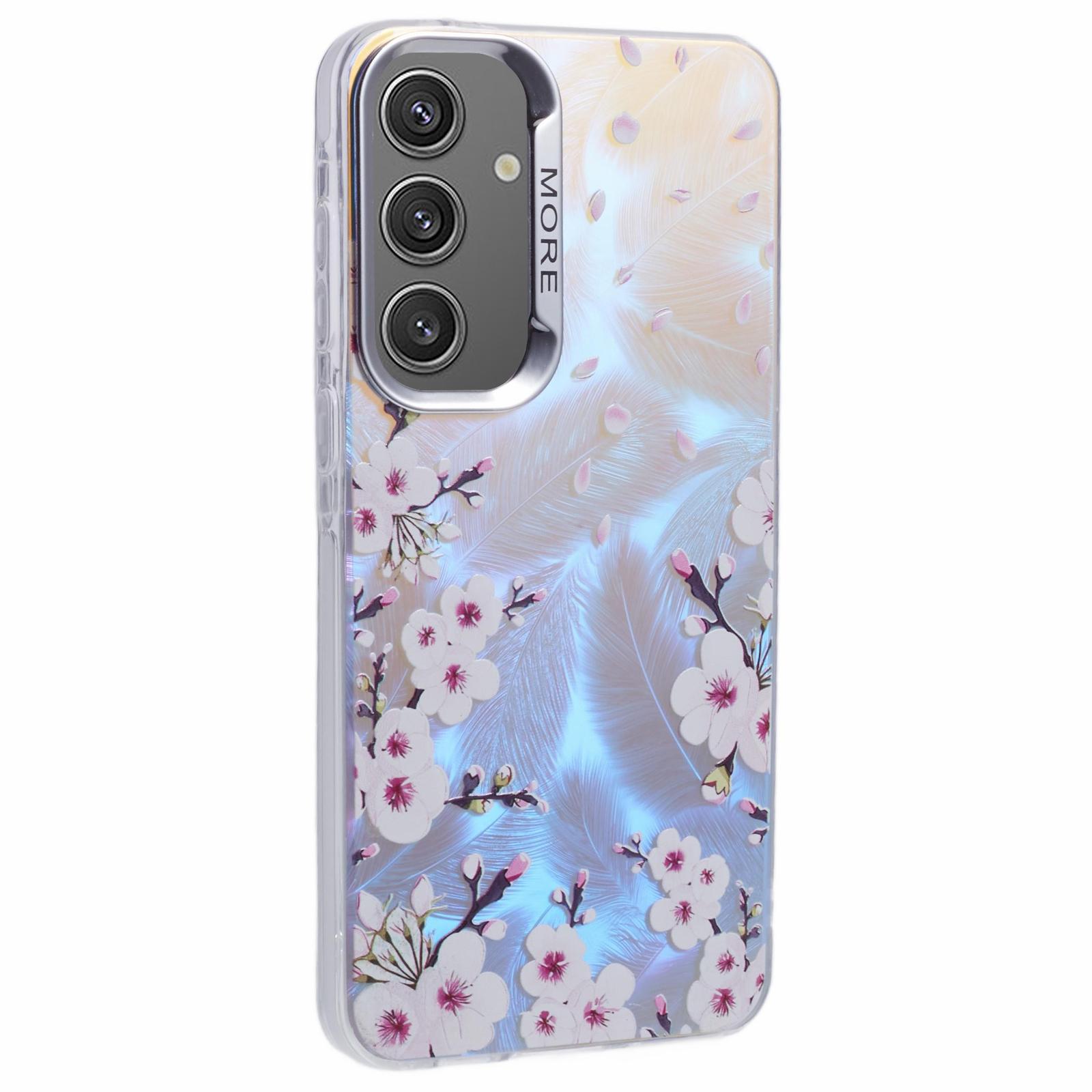 

For Samsung Galaxy A35 5G Case Floral Aesthetic PC+TPU Phone Cover Electroplating Laser AH18