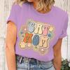 Vintage Cat Mom And Flower Print T Shirt Unisex Bohemia Wildflower Short Sleeve Streetwear Fun Cat Mom Life Tee Casual Female Top