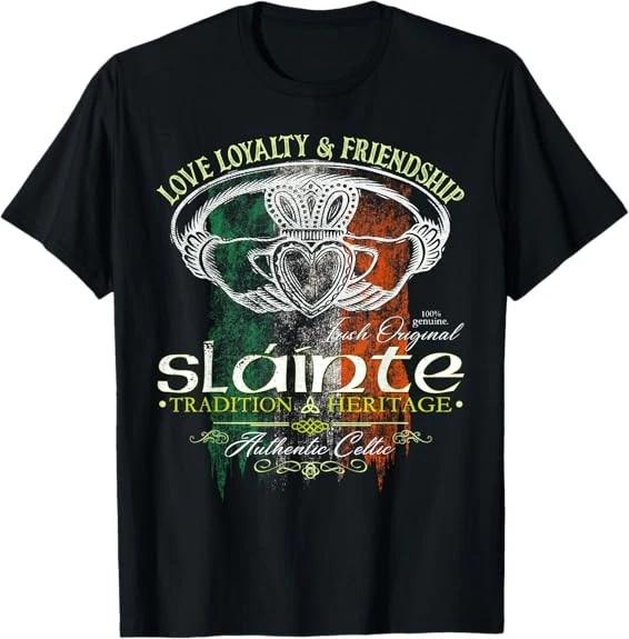Celtic Claddagh Slainte Grunge Irish Flag St. Patrick s Day T-Shirt S