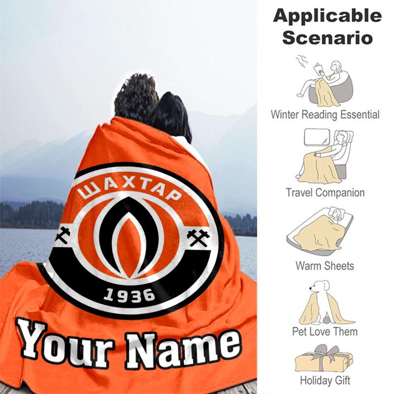 Custom Personalized Blanket Shakhtar Crest Soft Throw Blanket, Suitable for Family and Friends, Sofa Blanket,Home Decor Christmas gift