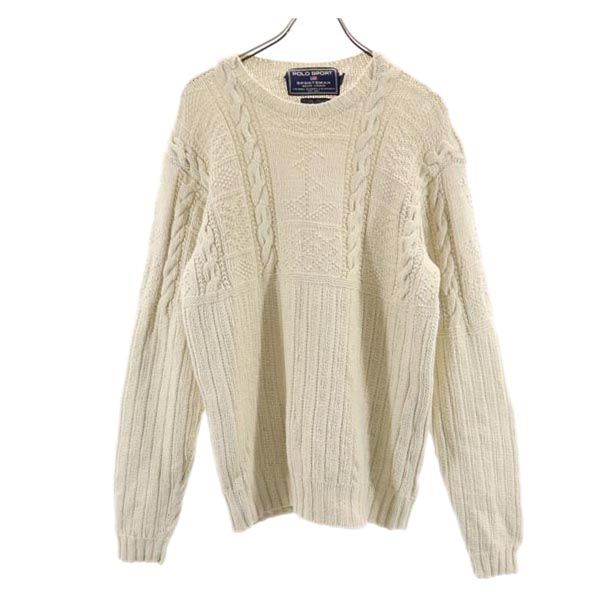 POLO SPORTS Linen Blend Long Sleeve Knit L Beige Sweaters and Tops Men's Used