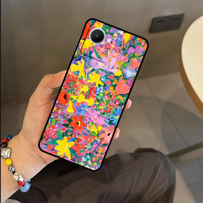 Buntes Blumenmalerei Kunstetui Für Realme C63 C61 C55 C51 C53 C25 C65 C67 C71 C75 GT6 GT7 Pro 11 12 13 14 15 Pro Plus