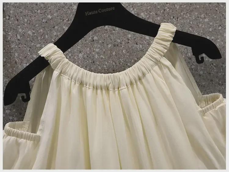 Korean Off-Shoulder Plus Size Midi Dress - French Sweet Summer Style for Women