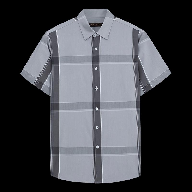 Caizi Men s Slim Fit Short Sleeve Plaid Contrast Casual Shirt 2XL (180/96A)