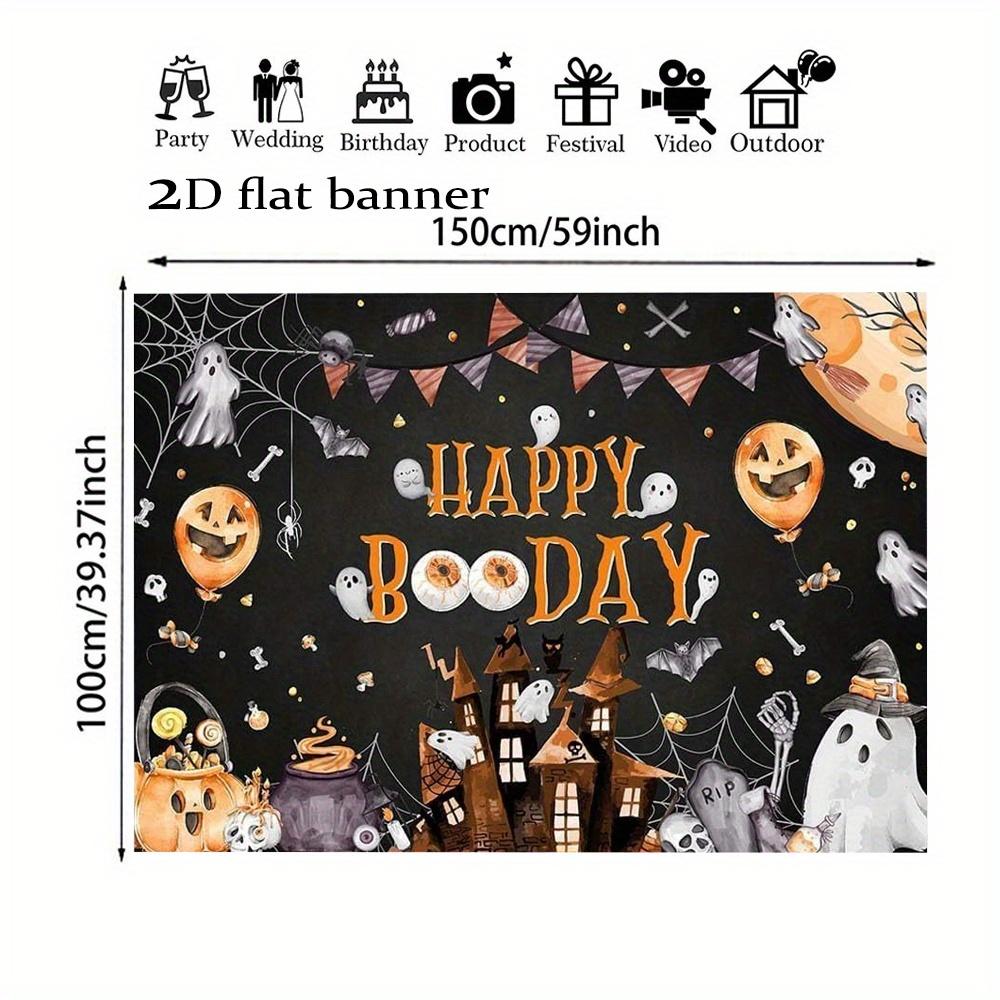 1pc 2D flat banner - Halloween birthday banner - Decor for a joyful Boo-day partyzyc