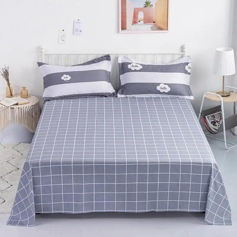 

100% высококачественный хлопок, 1 плоский лист с принтом (без наволочки) Цветы растений, подходящие для односпальной кровати, мягкие и дышащие. 160cmx230cm