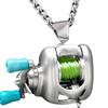 Collana Bobina da Pesca Mini Bobina Rotante Collana Gioielli da Pescatore Ciondolo Punk Catena per Maglione GZW