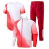 Chinese Team Wind Sports Quick-Dry Three-Piece Set: Short-Sleeved Stand-Collar Jacket, White Long Pants for Opening Ceremony Coaches.