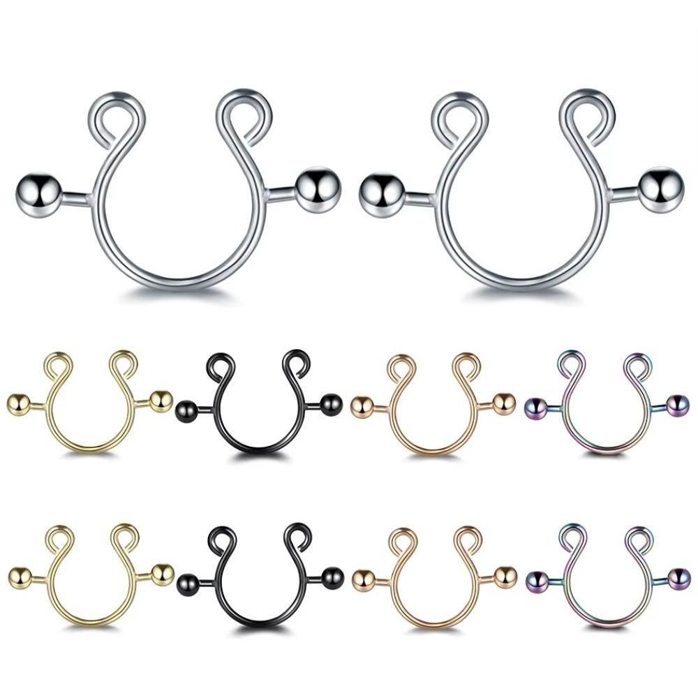 2pcs/set Clip Design Faux Nipple Non Piercing Rings Non Piercing Body Jewelry Intimate Wear