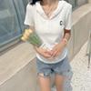 2022 Summer Korean Hooded Button T-shirt - Hot Celebrity Short-Sleeve, Loose Fit for Female Students