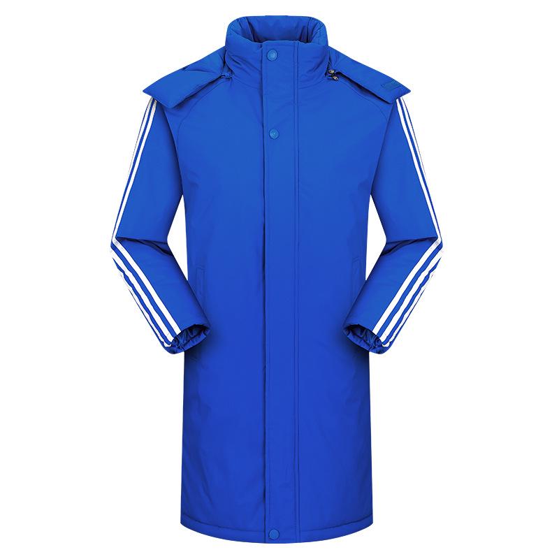 Men s Mid-Length Blue Cotton Sports Overcoat - Plus Size, Winter Training Jacket for Women and Children S синий