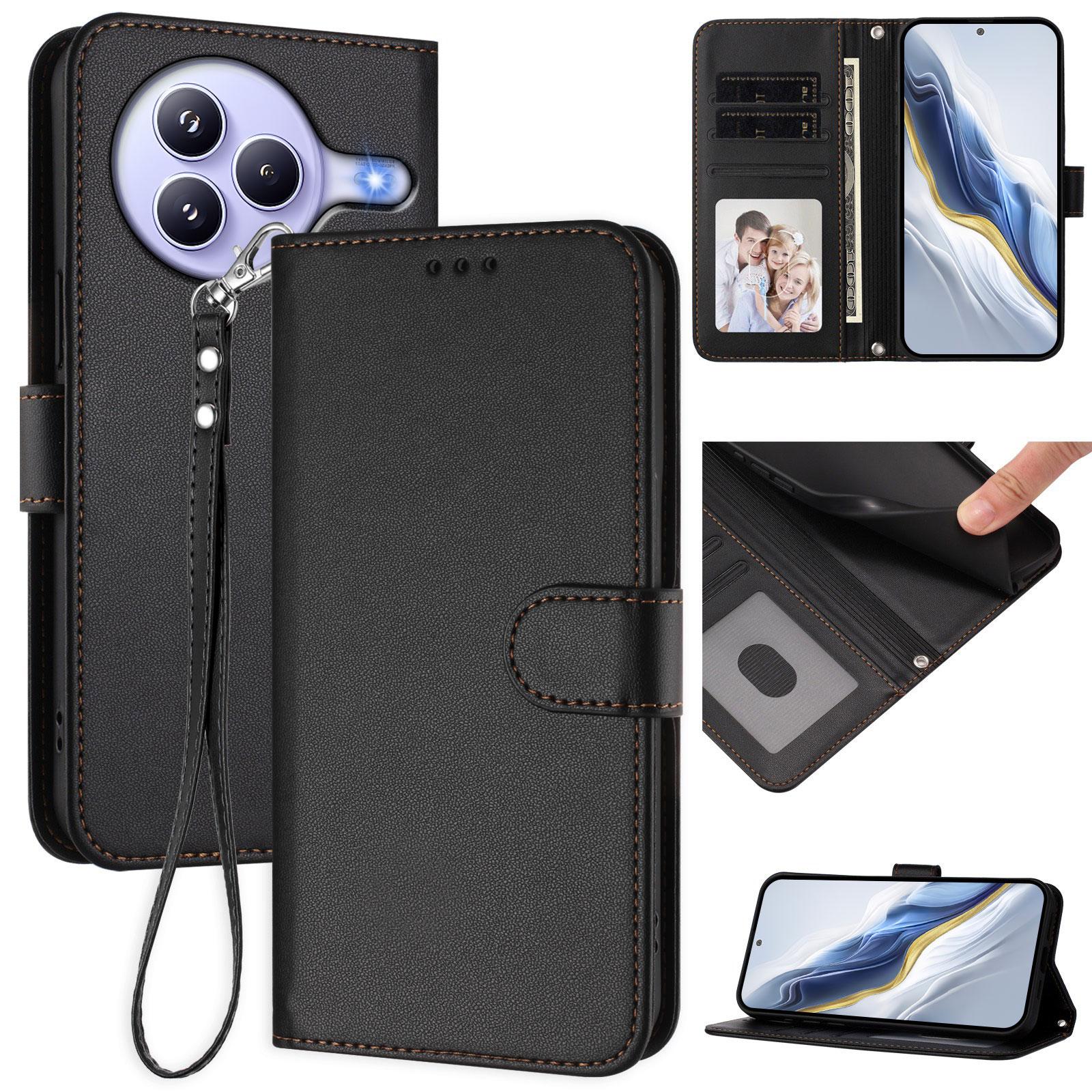 

For Xiaomi Civi 5 Pro 5G Leather Case Wallet Stand Phone Cover with Wrist Strap Blue