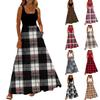 Ladies' Plaid Printed Summer Casual and Fashionable Sleeveless Long Dress