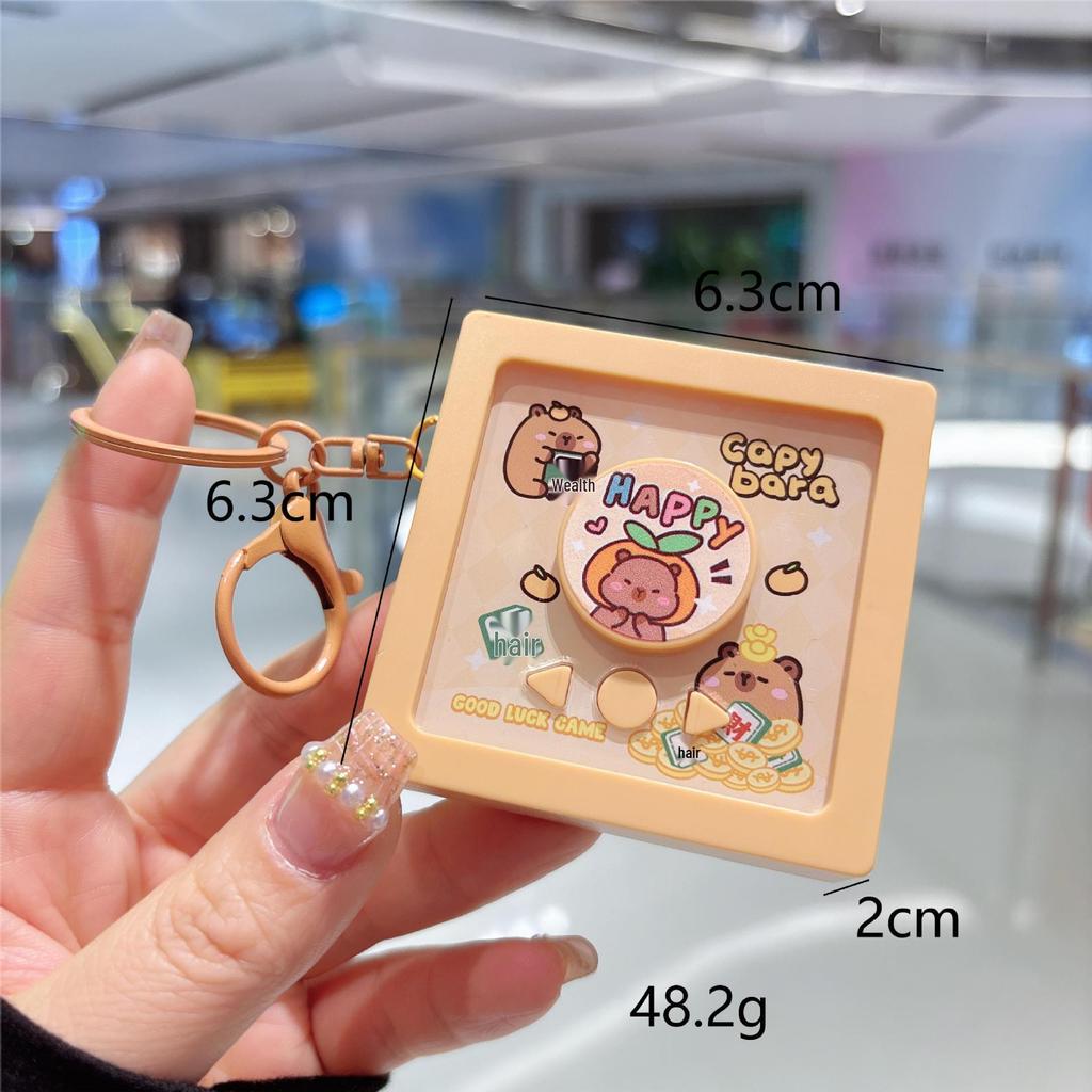 Kreativer Capybara Mini-Plattenspieler Schlüsselanhänger mit CD-Hüllen-Album