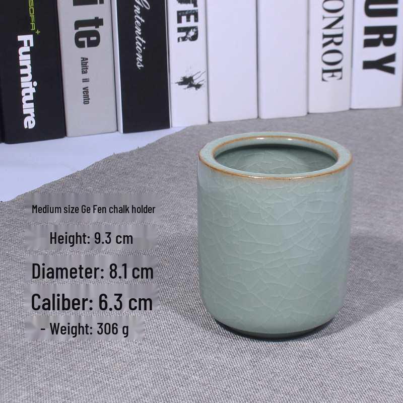Celadon Retro Ceramic Pen & Brush Holder: Multifunctional Desk Organizer for Stationery & Chopsticks