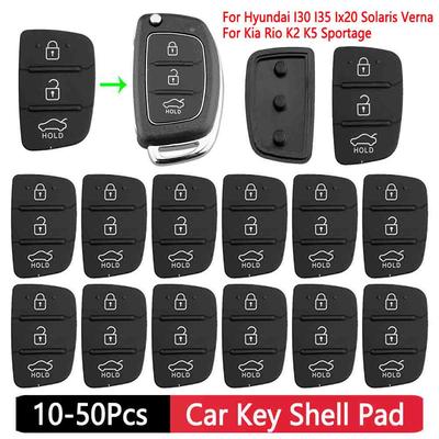 10-50 Stück Schlüsselknopf Weiches Silikonpad 3 Tasten Für Hyundai I30/I35/Ix20 Solaris Verna Für Kia Rio K2/K5 Sportage Schlüsselhülle Abdeckung