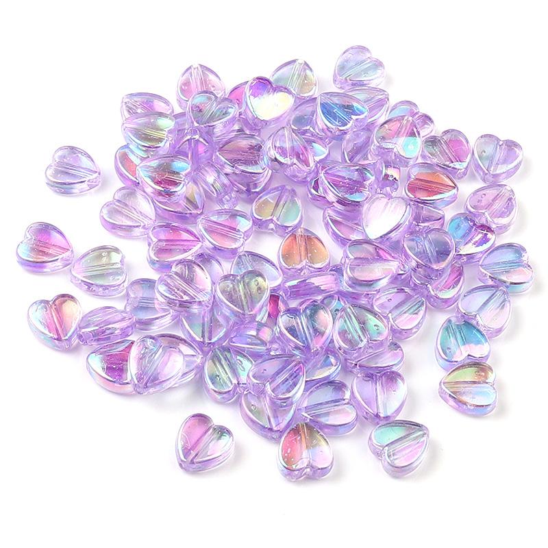 200pcs 8x9mm Acrylic Heart Beads Candy Color Loose Spacer Beads For Jewelry Making DIY Bracelets Necklace Keychain Accessories