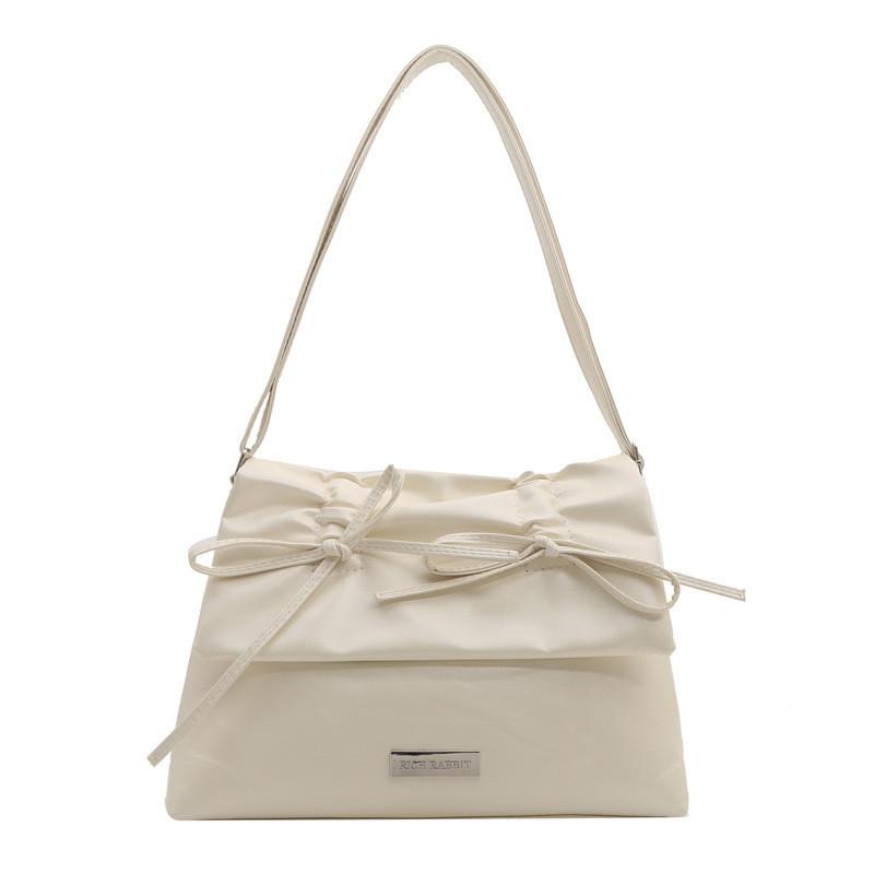 Stylish Feminine Tote Bag With Large Capacity Butterfly Bow In White Pink Silver Black