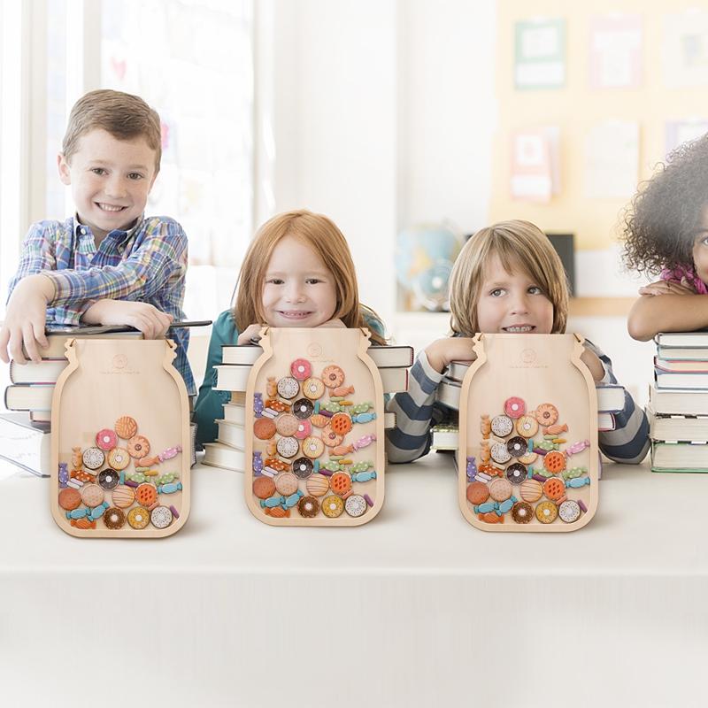 Kids Reward Jar with Stars, Candy,Cards That Can Be Recorded Kindergarten Family Reward Collection Jar Baby Wish Progress Item