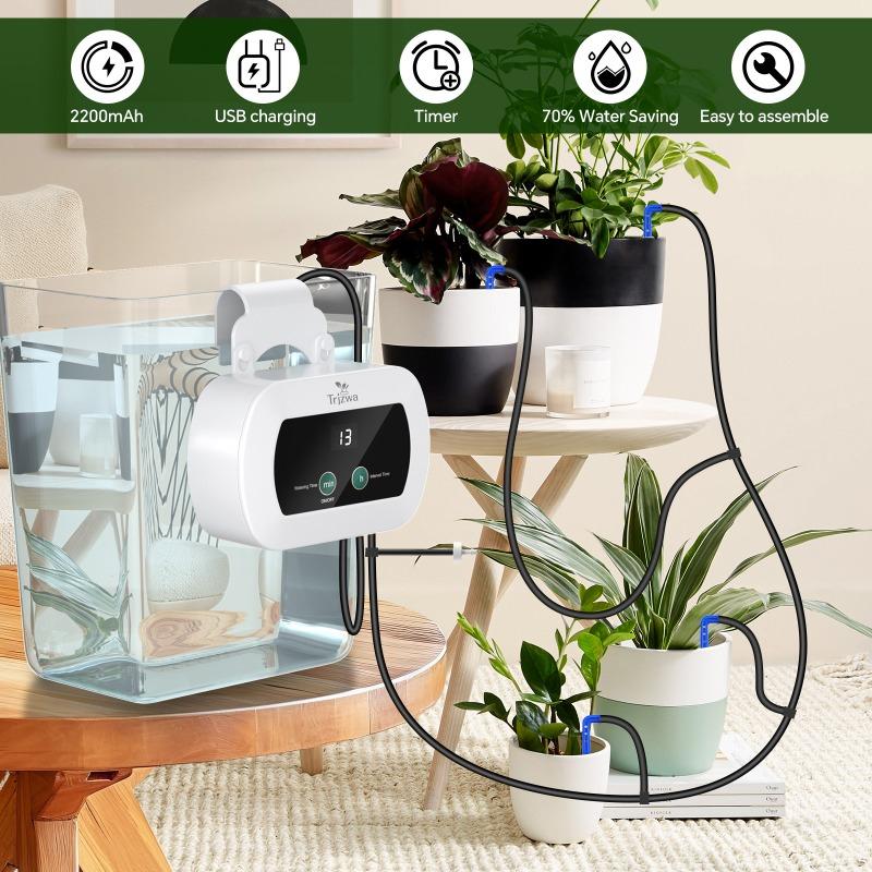 Indoor Automatic Drip Irrigation System,Self Plant Watering Device,300 Timed Watering Programes 10 Drip Tips Etc Drip Accessory