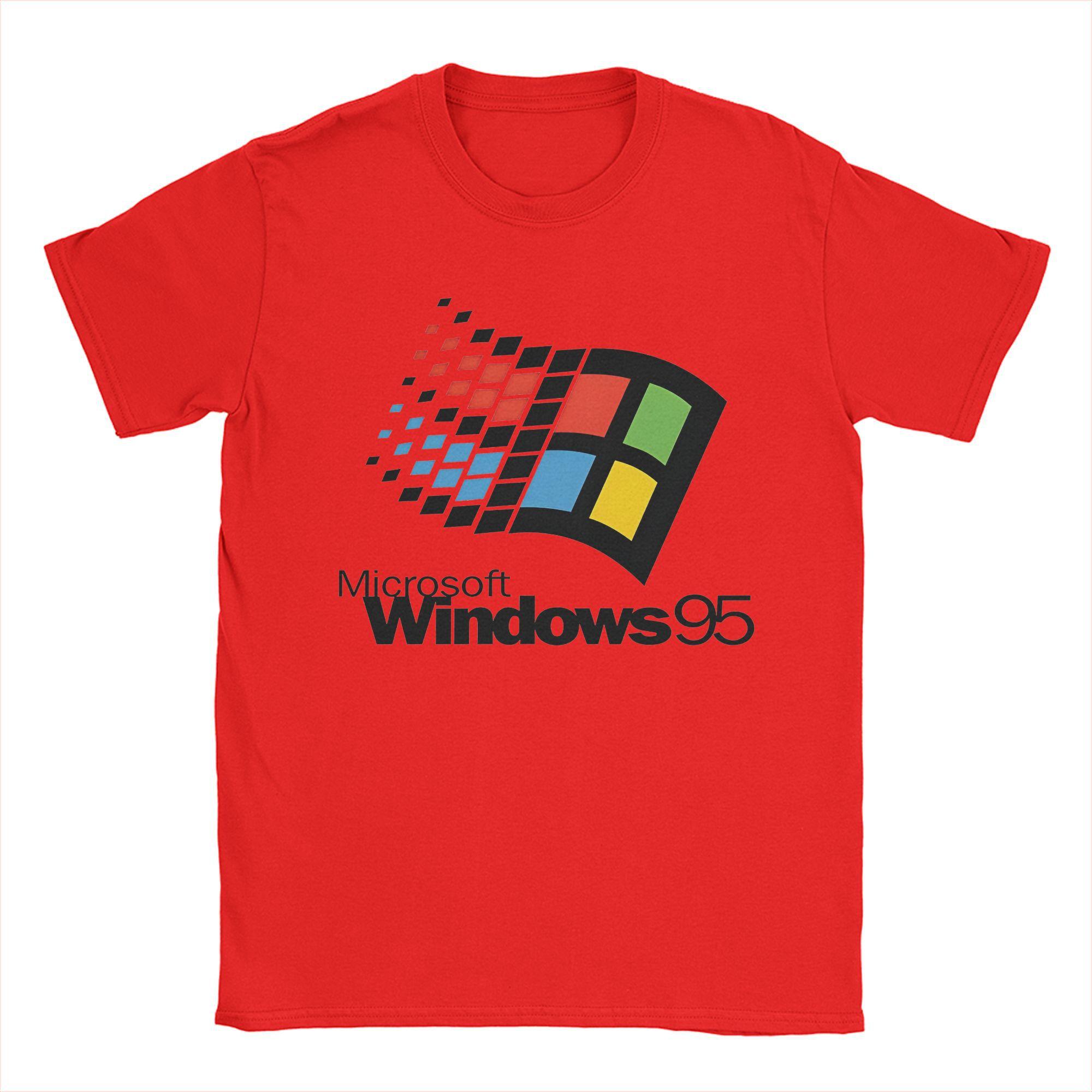 

Аксесуари Windows95 Унісекс Футболки 100% Бавовна Футболка Графічний Друк Топи Футболка M червоний