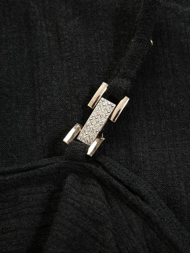 Rosegal Plus Size Ruffles Collar Full Button Ruched Ribbed Patchwork Long Sleeves Top