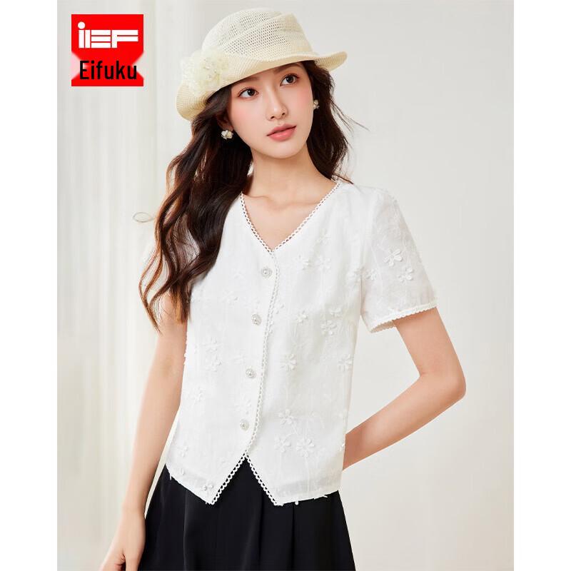 IEF 2026 Summer French Style Elegant Commuter Blouse L