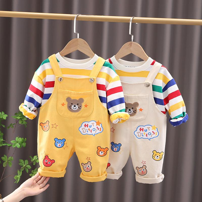 Baby Spring Clothes Boys Autumn Suit Children Girls T Shirt Overalls Set Toddler Casual Cotton Costume Kids Tracksuits