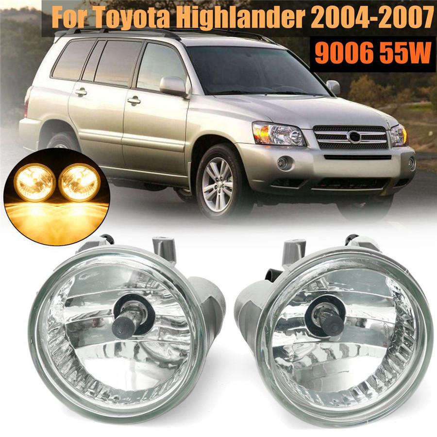 Pair Left And Right Front Clear Bumper Driving Fog Lights For Toyota Highlander 2004 2005 2006 2007