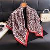 Casual Leopard Print Imitation Silk High-end Large Square Scarf Silk Scarf Printed Shawl Versatile Scarf Sunscreen Scarf Headscarf Scarf