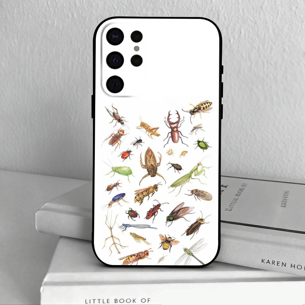 I-Insekten und B-Käfer Handyhülle für Samsung S25,S24,S21,S22,S23,S30,Ultra,S20,Plus,Andere Weiche Schwarze Hülle