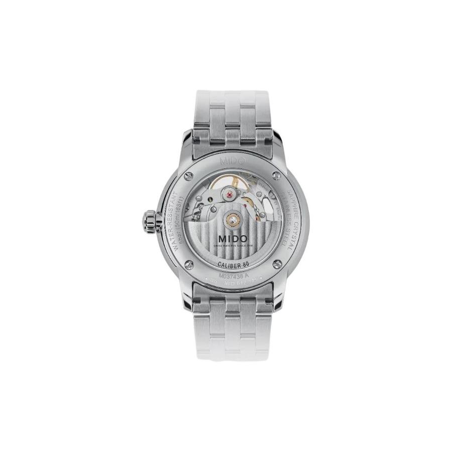 Mido Belem Seri movimento mecânico automático gravação vazada longo cinético 39mm mostrador cinza caixa de aço inoxidável pulseira de aço inoxidável M037.436.11.061.00