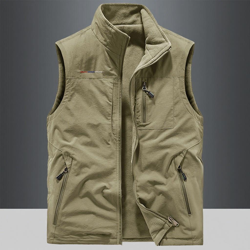 Men's Double Sided Vest Men's Outdoor Sports Vest Plus Velvet Vest Sleeveless Jacket