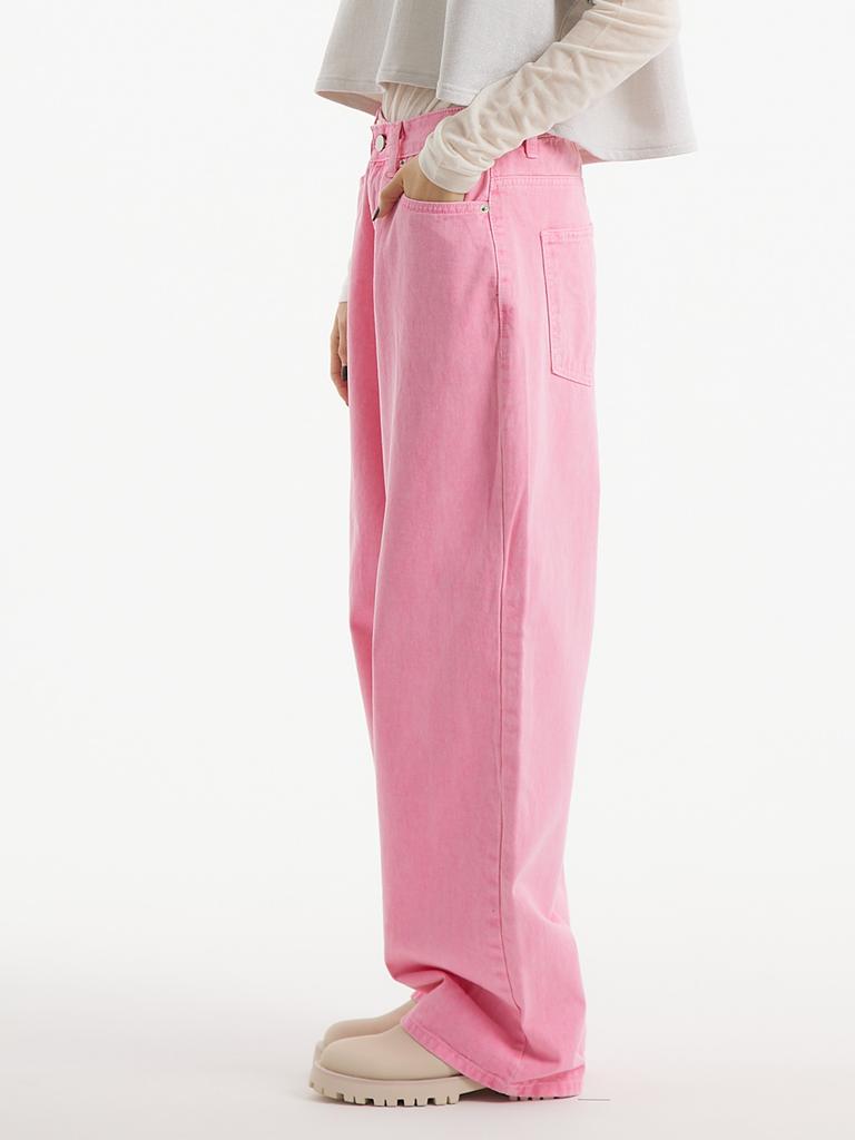 UNKNOWN PLANET Up-382 Wide Pigment Pants Pink