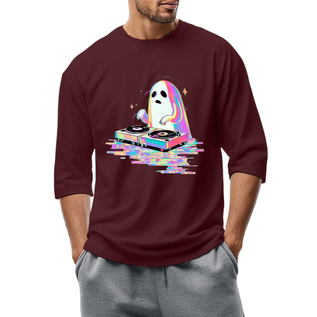 Men'S Round Neck Three-Quarters Sleeve Top Casual Fashion T-Shirt