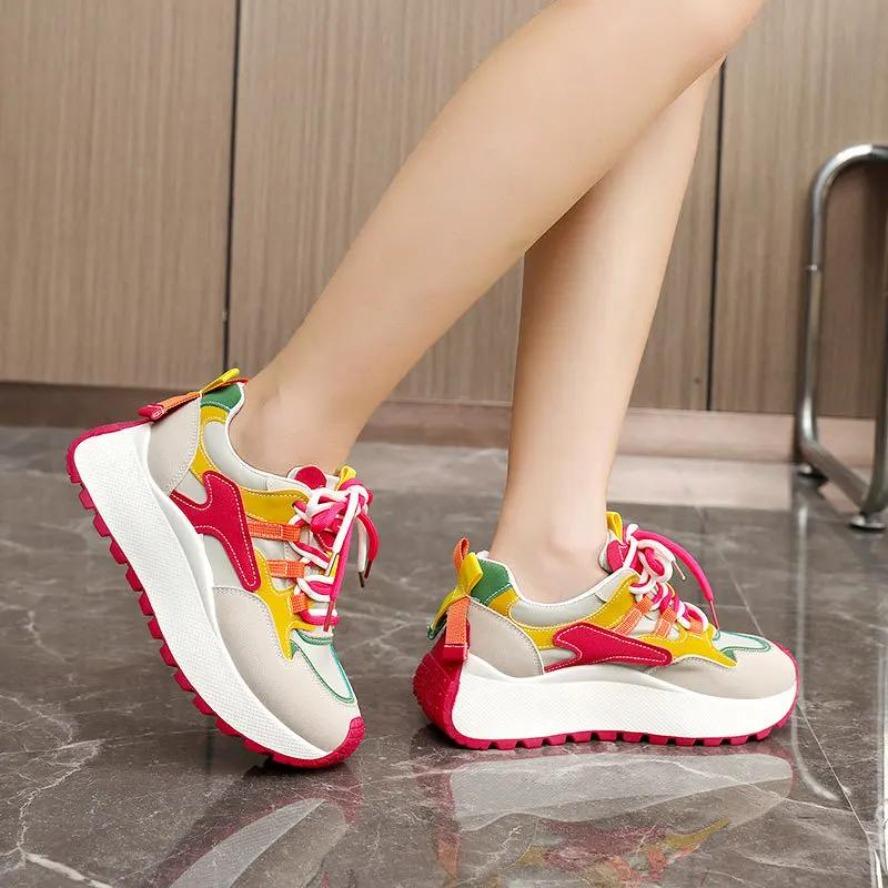 Fashion New Dad Shoe Women Summer Autumn Height Increase Casual Breathable Thick Bottom Color Matching Travel Shoes