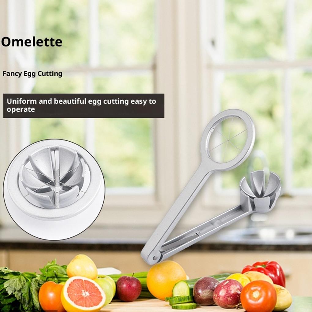 Aluminum Alloy Manual Egg Cutter Portable Multi-functional Egg Slicer Non-slip Section Divider Preserved Egg Splitter Kitchen
