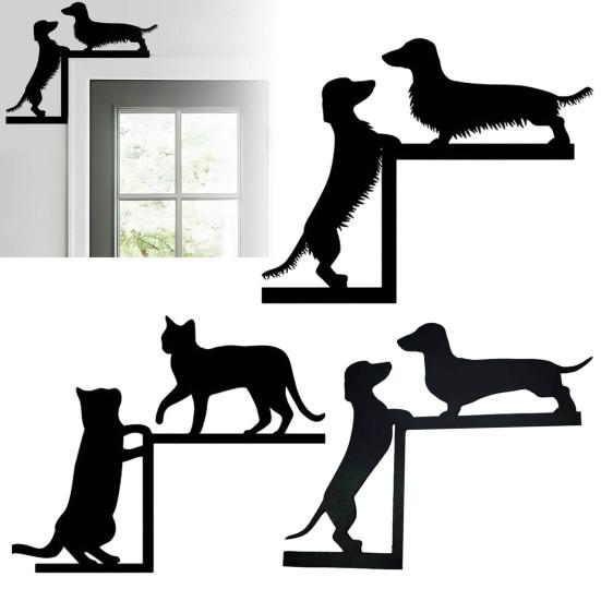 Pet Silhouette Door Top Decoration Contour Design Wall Plaque Easy Installation Animal-themed Door Accessory