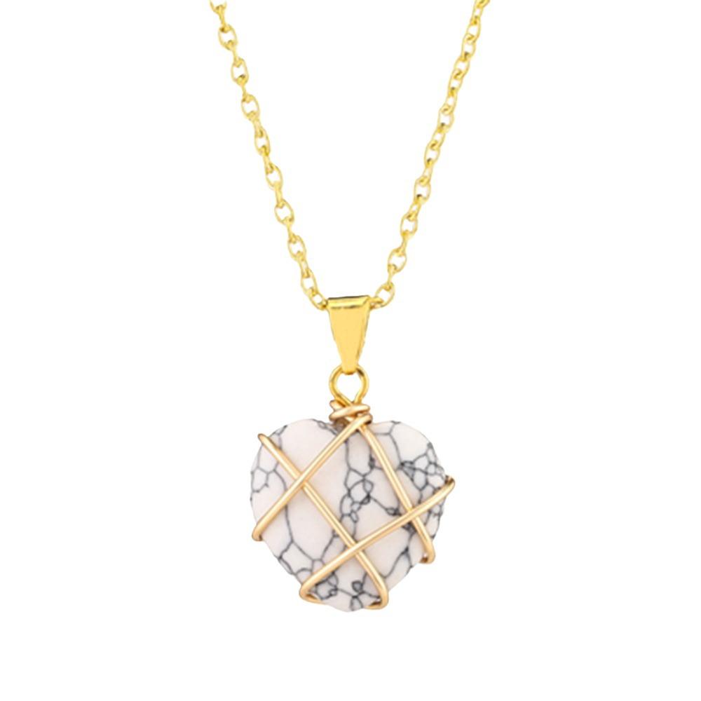 Crystal Heart Necklace with Natural Colored Gemstone Pendant - DIY Wire-Wrapped Heart Shape