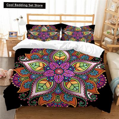 Housse de couette Lotus Roi Reine Bohème Ensemble de literie Mandala Boho pour Enfants Adolescents Adultes Fleurs Exotiques 2/3 pièces Housse de couette en Polyester