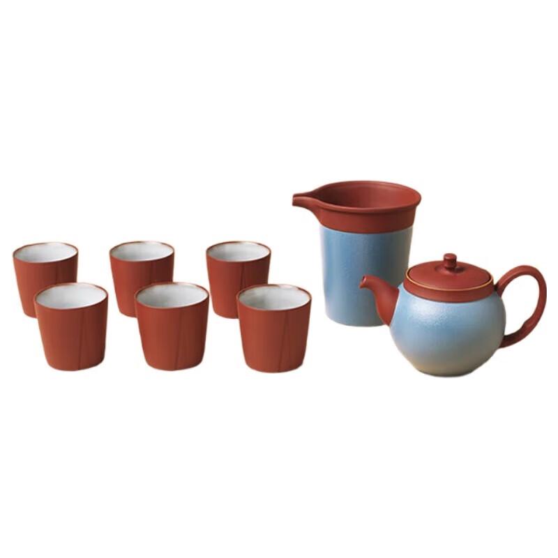 Lu Bao Ceramic Kung Fu Tea Set (1 Pot, 6 Cups) - Fish Design