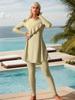 European & American Long-Sleeve One-Piece Swimdress with Slimming Pants