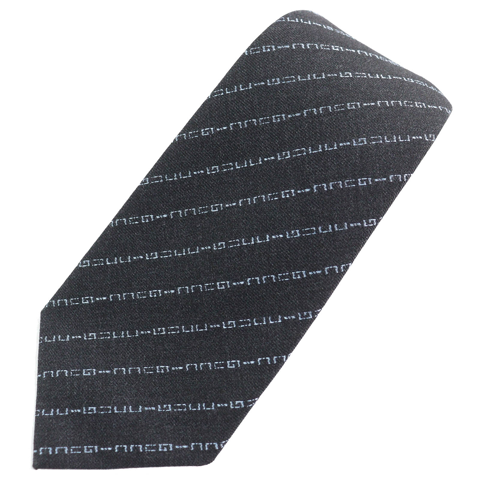 

Pristine GUCCI tie Regimental logo stripes Dark gray wool mens Used