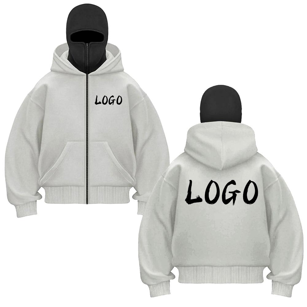 Custom Your Logo DIY Autumn Unisex Fashion Double Layer Hoodie Y2K Oversized Loose Zipper Sweatshirt Street Trend Sportswear