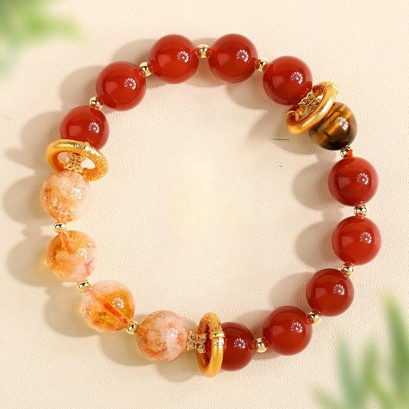 Red Agate and Yellow Crystal Bracelet, Nezha's Universe Circle Bracelet