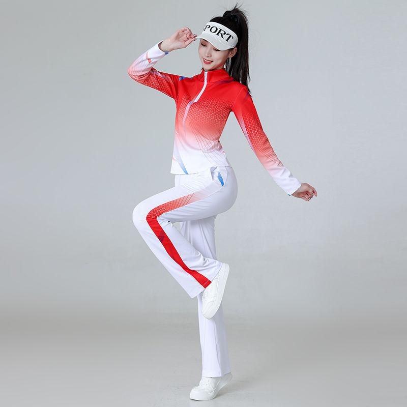 

Новый спортивный костюм для аэробики кадриль Jiamusi, групповой костюм для выступлений 5XL красный