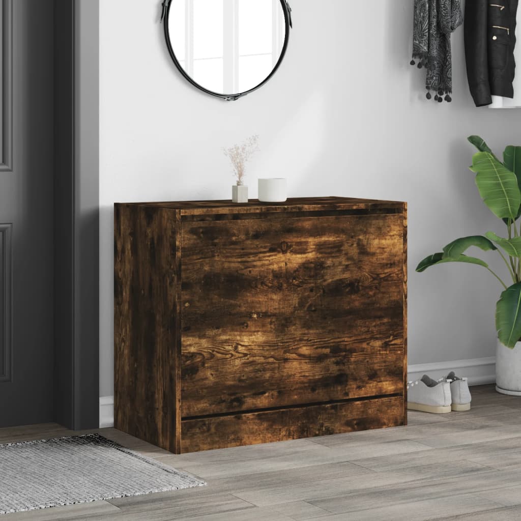 Shoe Cabinet Smoked Oak Finish 80 x 42 x 69 cm Engineered Wood