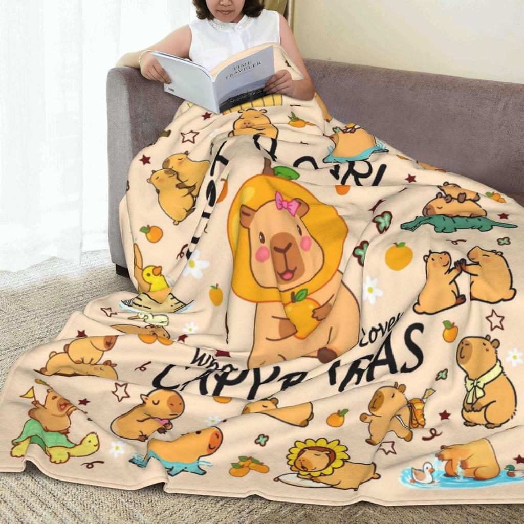 Soft Capybara-Themed Flannel Throw Blanket – Cozy Decor for Women, Girls, Kids & Adults Who Love Capybaras