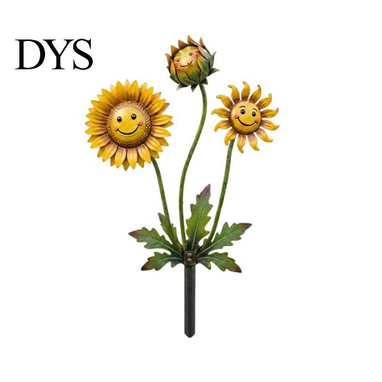 Decorative Garden Stake 2D Sunflowers Stake, Retro Flat Metal Plant Decoration, Carnivorous Outdoor Flower Yard Art for Lawn Bed Planter Creative